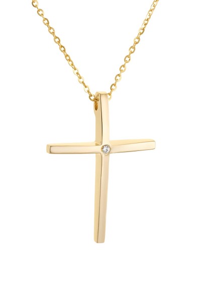 Σετ Σταυρός με Αλυσίδα Χρυσός 14Κ Minimal 4758