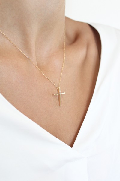 Σετ Σταυρός με Αλυσίδα Χρυσός 14Κ Minimal 4758