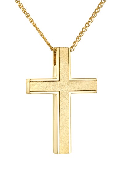 Σταυρός Βάπτισης Χρυσός 14Κ Minimal Διπλής Όψης 5815