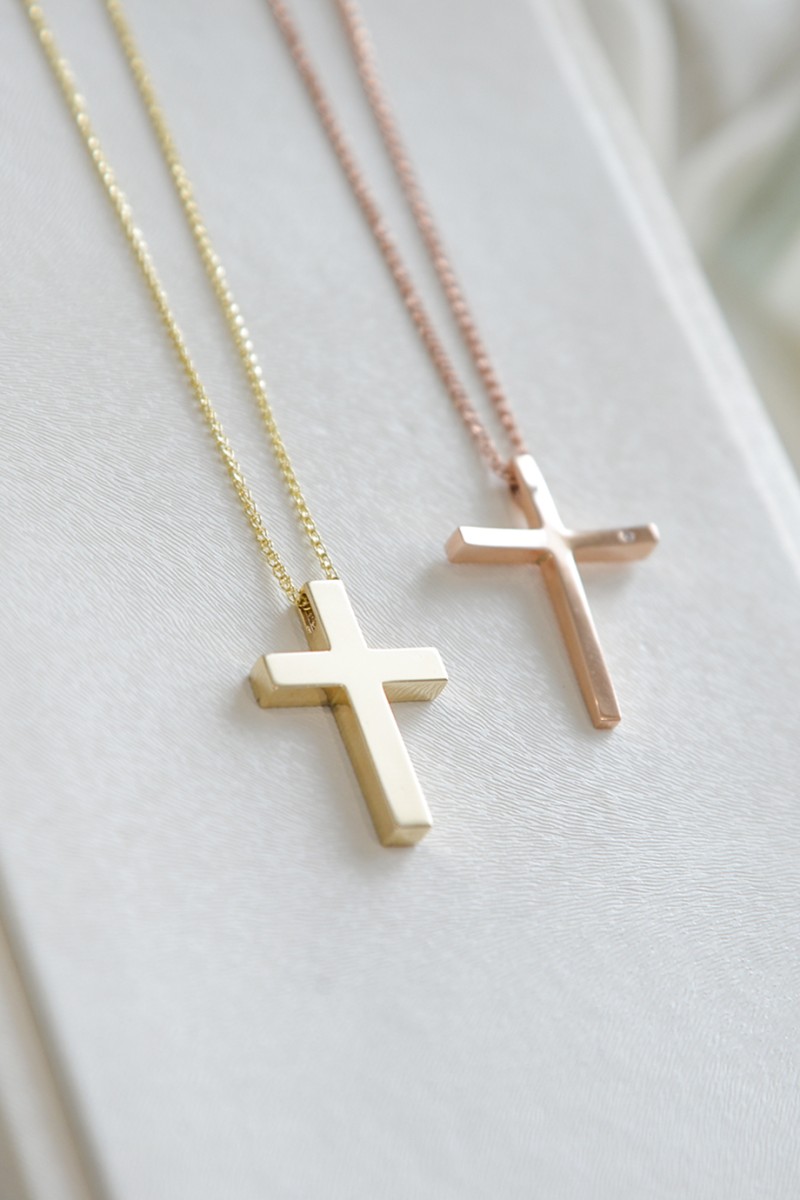 Σταυρός Βάπτισης Χρυσός 14Κ Minimal Διπλής Όψης 5815