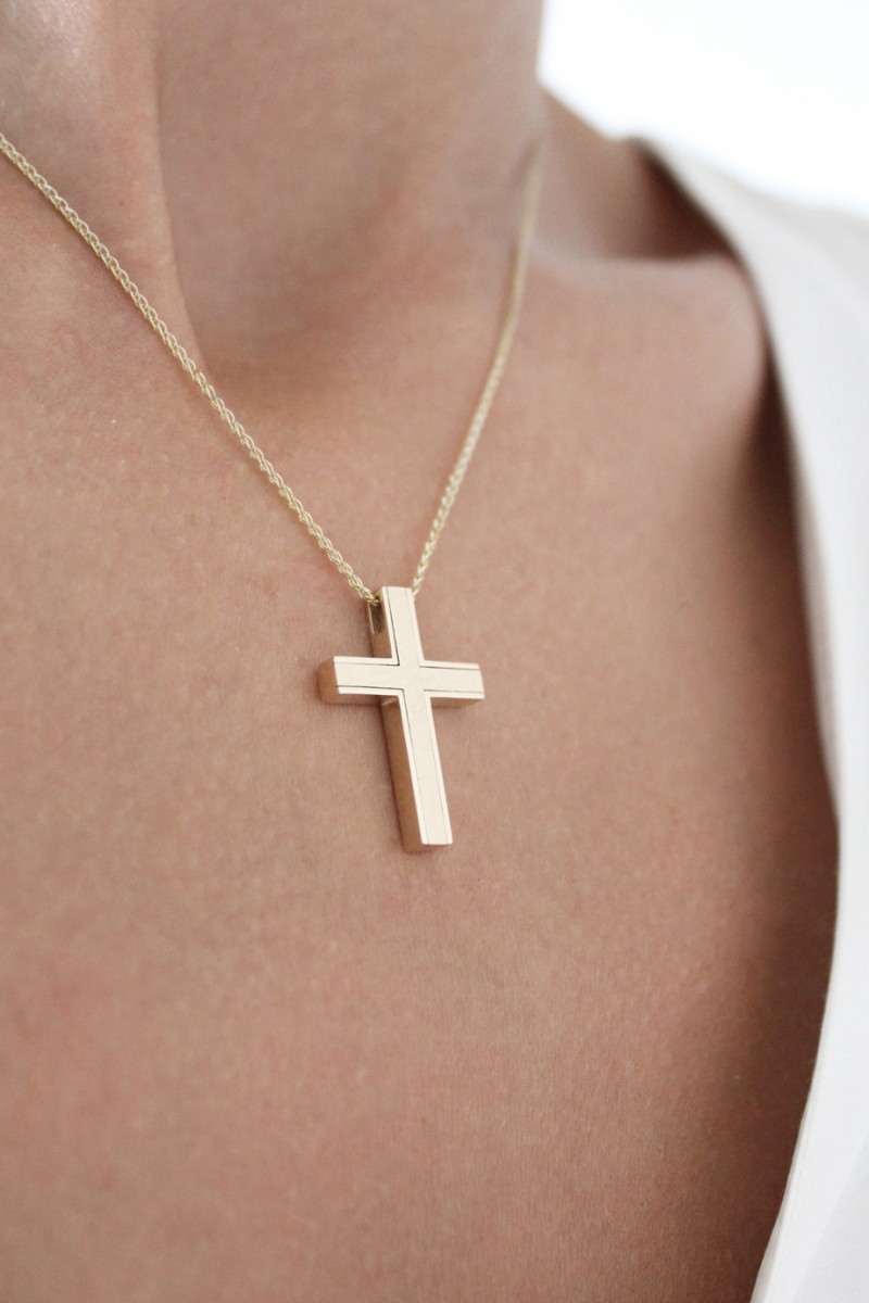 Σταυρός Βάπτισης Χρυσός 14Κ Minimal Διπλής Όψης 5815