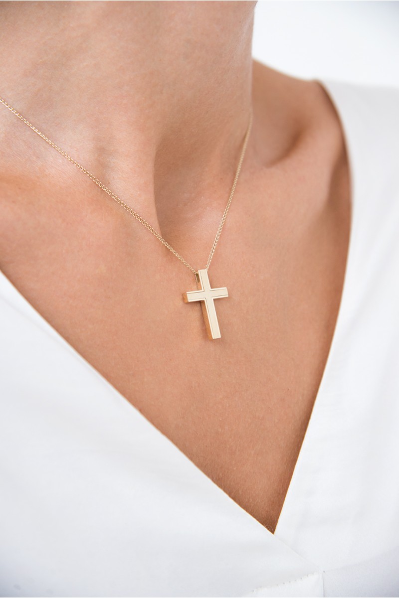 Σταυρός Βάπτισης Χρυσός 14Κ Minimal Διπλής Όψης 5815