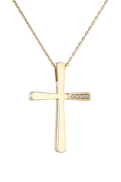 Σετ Σταυρός με Αλυσίδα Χρυσός 14Κ Minimal 6052