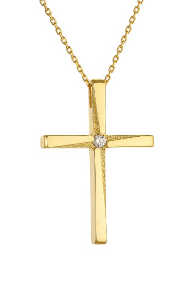 Σετ Σταυρός με Αλυσίδα Χρυσός 14Κ Minimal 6335