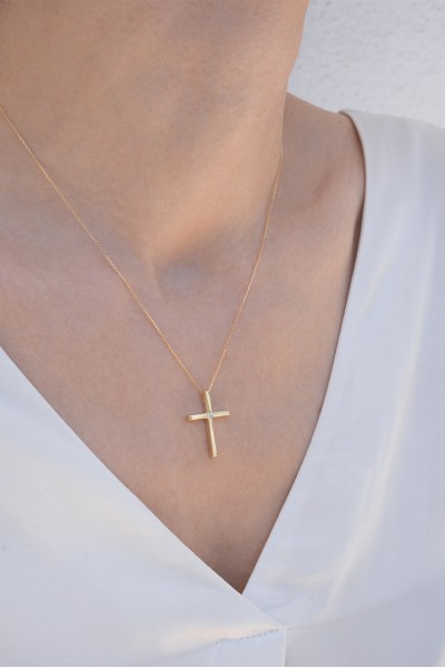 Σετ Σταυρός με Αλυσίδα Χρυσός 14Κ Minimal 6335
