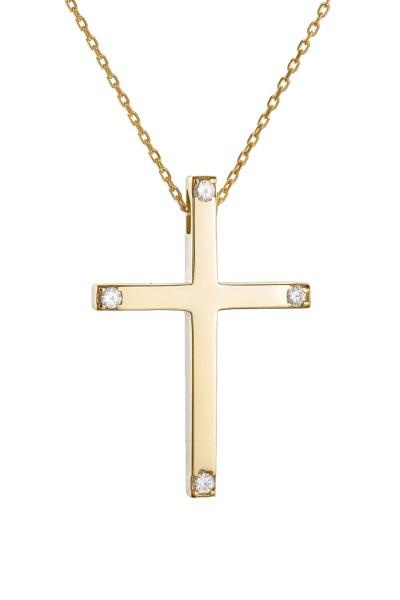 Σετ Σταυρός με Αλυσίδα Χρυσός 14Κ Μασίφ Minimal 6476
