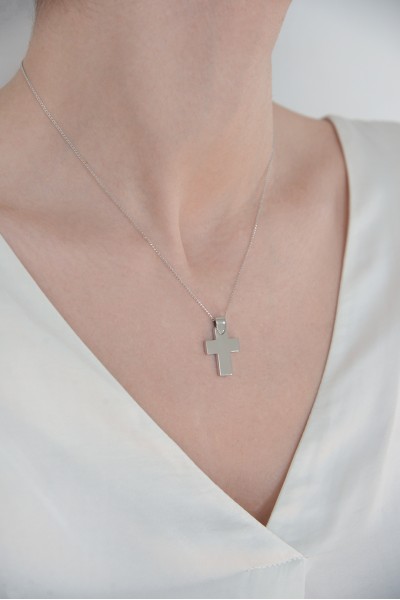 Σταυρός Βάπτισης Λευκόχρυσος 14Κ Μασίφ Minimal 5996