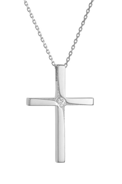 Σετ Σταυρός με Αλυσίδα Λευκόχρυσος 14Κ Λουστρέ 6170