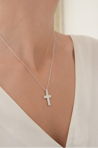 Σταυρός Βάπτισης Λευκόχρυσος 14Κ Minimal 6419