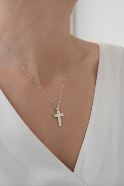 Σταυρός Βάπτισης Λευκόχρυσος 14Κ Minimal 6420