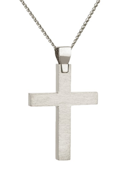 Σταυρός Βάπτισης Λευκόχρυσος 14Κ Ματ 6425