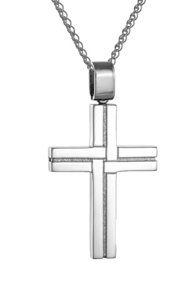 Σταυρός Βάπτισης Λευκόχρυσος 14Κ Minimal 6475