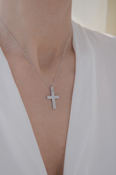 Σταυρός Βάπτισης Λευκόχρυσος 14Κ Minimal 6475