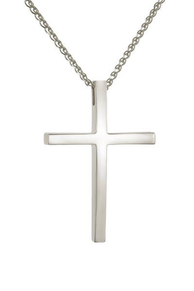 Σταυρός Βάπτισης Λευκόχρυσος 14Κ Μασίφ Minimal 6505