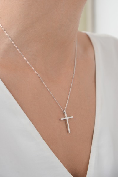 Σταυρός Βάπτισης Λευκόχρυσος 14Κ Μασίφ Minimal 6505