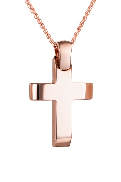 Σετ Σταυρός με Αλυσίδα Ροζ Χρυσός 14Κ Λουστρέ 4335