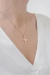 Σετ Σταυρός με Αλυσίδα Ροζ Χρυσός 14Κ Πέτρα Chic 6375