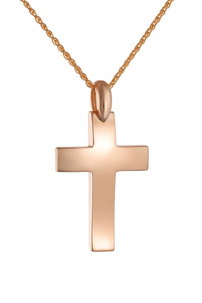 Σετ Σταυρός με Αλυσίδα Ροζ Χρυσός 14Κ Minimal 6426