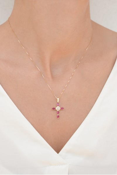 Κρεμαστό Χρυσό 14Κ Pearl Selection Cross