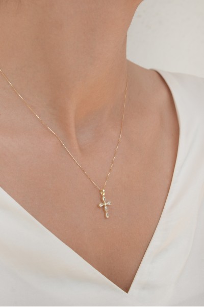 Κρεμαστό Χρυσό 14Κ White Selection Cross