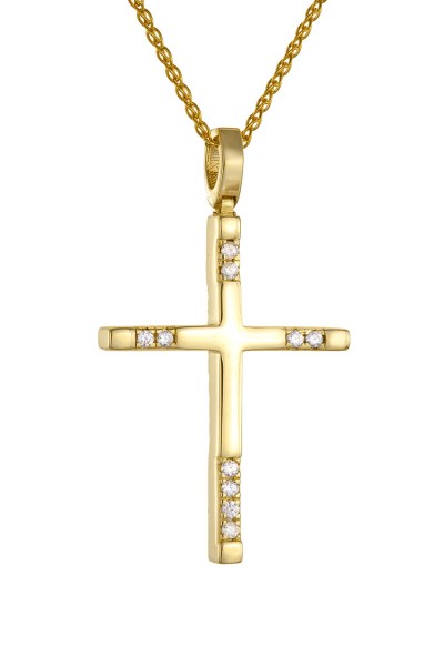 Σταυρός Βάπτισης Χρυσός 14Κ Πετράτος Διπλής Όψης 6343