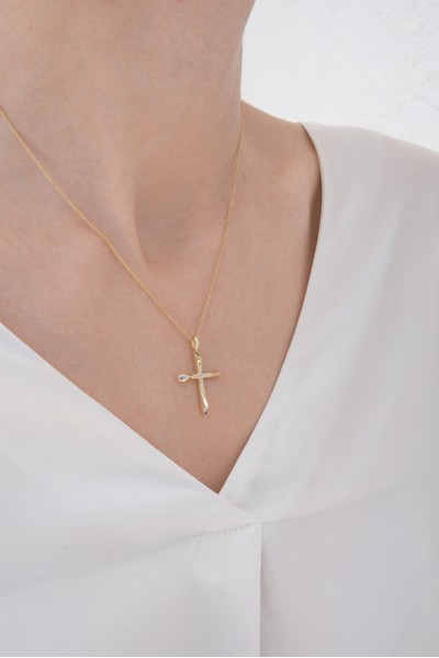 Σταυρός Βάπτισης Χρυσός 14Κ Πετράτος 6344