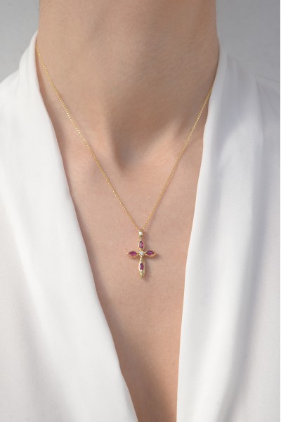 Κρεμαστό Χρυσό 14Κ Selection Cross Διπλής Όψης