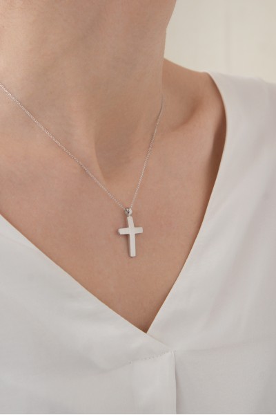 Σταυρός Βάπτισης Λευκόχρυσος 14Κ Λουστρέ 6759