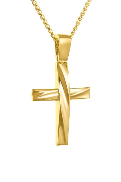 Σταυρός Βάπτισης Χρυσός 14Κ Wavy Λουστρέ 5108