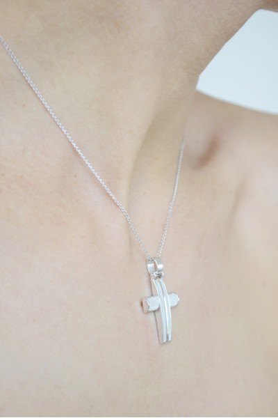 Σταυρός Βάπτισης Λευκόχρυσος 14Κ Χειροποίητος 1677