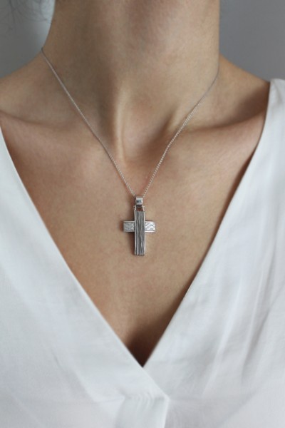 Σταυρός Βάπτισης Λευκόχρυσος 14Κ Χειροποίητο 4338