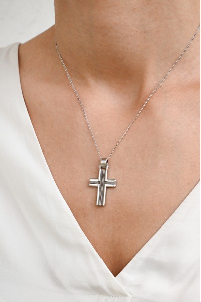 Σταυρός Βάπτισης Λευκόχρυσος 14Κ Χειροποίητος 6937