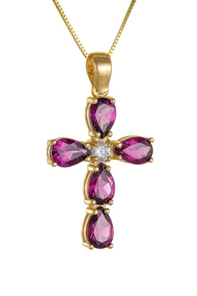 Κρεμαστό Χρυσό 14Κ Σταυρός Ροδολίτης 2,6Ct 6288
