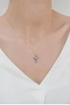Κρεμαστό Χρυσό 14Κ Σταυρός Blue Topaze 1,34Ct 6289