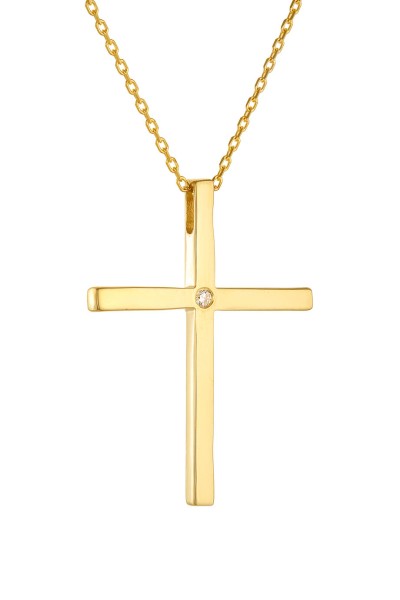 Σετ Σταυρός με Αλυσίδα Χρυσός 14Κ Minimal 6338