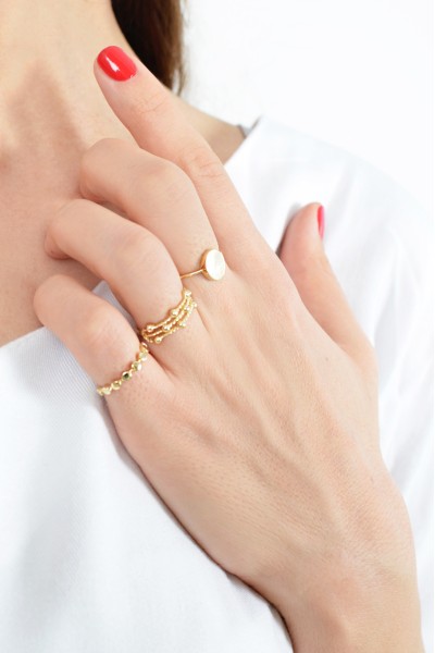 Δαχτυλίδι Ροζ Χρυσό 14Κ Shiny Dots