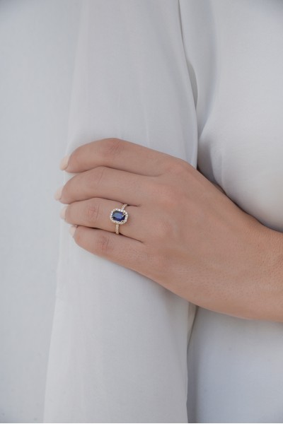 Δαχτυλίδι Χρυσό 14Κ Ροζέτα Ζαφείρι Princess 6424