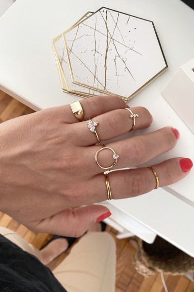 Δαχτυλίδι Χρυσό 14Κ Oval Dot