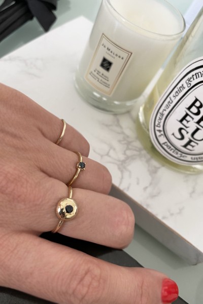 Δαχτυλίδι Χρυσό 14Κ Black Dot