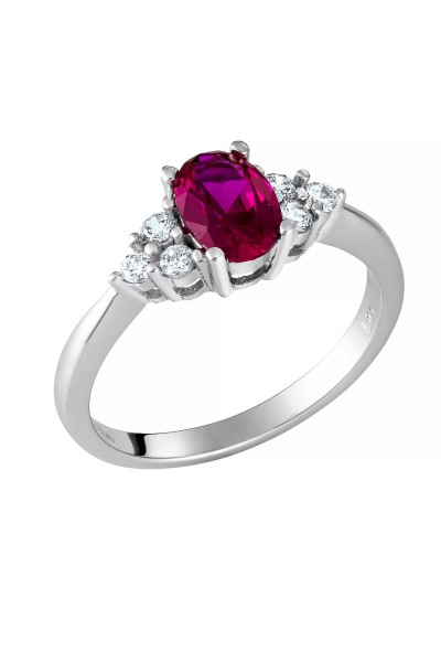 Μονόπετρο Λευκόχρυσο 14Κ Δαχτυλίδι Red Princess