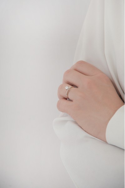 Δαχτυλίδι Λευκόχρυσο 14Κ Μονόπετρο Φλόγα