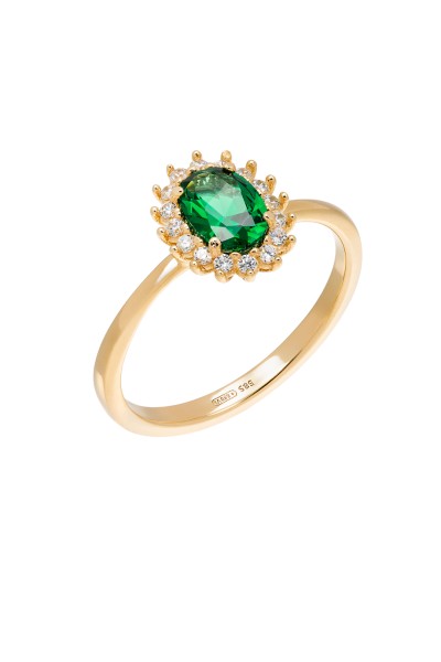 Δαχτυλίδι Χρυσό 14Κ Ροζέτα Σμαράγδι 4408