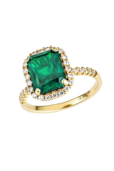 Δαχτυλίδι Χρυσό 14Κ Ροζέτα Σμαράγδι Princess 4814