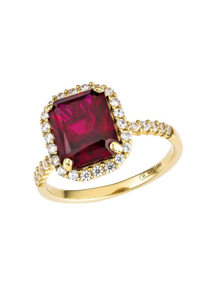 Δαχτυλίδι Χρυσό 14Κ Ροζέτα Ρουμπίνι Princess 4865