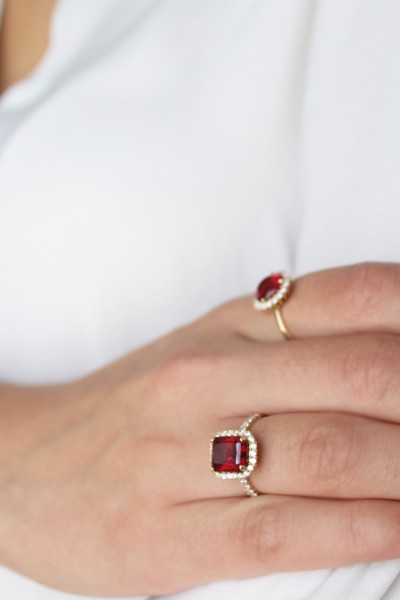 Δαχτυλίδι Χρυσό 14Κ Ροζέτα Ρουμπίνι Princess 4865