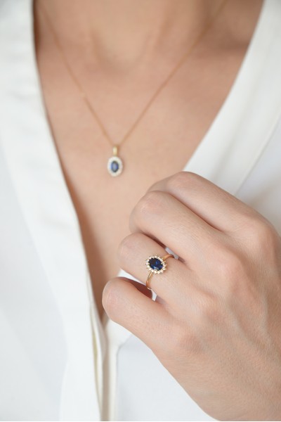 Δαχτυλίδι Χρυσό 14Κ Ροζέτα Ζαφείρι 5130