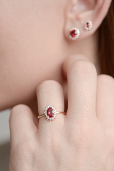 Δαχτυλίδι Χρυσό 14Κ Ροζέτα Ρουμπίνι 5131