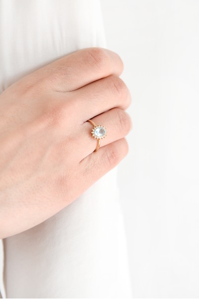 Δαχτυλίδι Χρυσό 14Κ Ροζέτα Aquamarine 5626