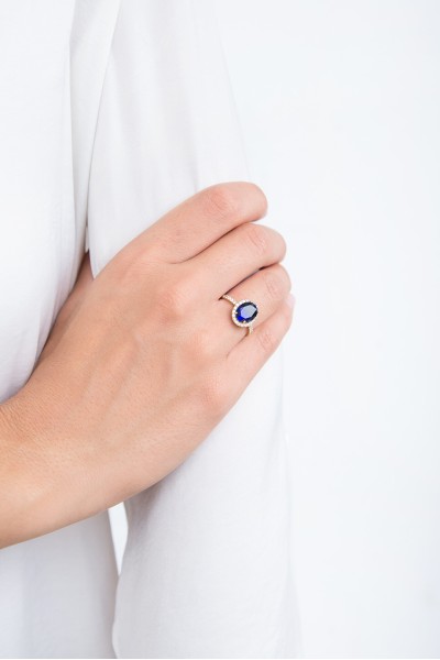 Δαχτυλίδι Χρυσό 14Κ Ροζέτα Ζαφείρι 5791