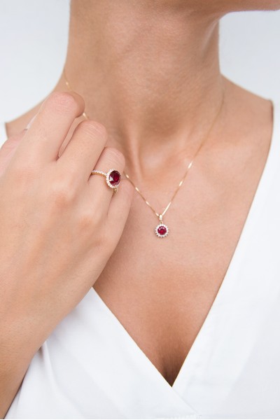 Δαχτυλίδι Χρυσό 14Κ Ροζέτα Ρουμπίνι 5861